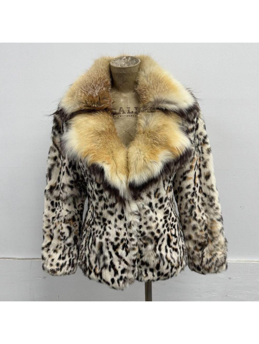 Vintage Y2K Cheetah Print Rabbit & Fox Fur Jacket Coat